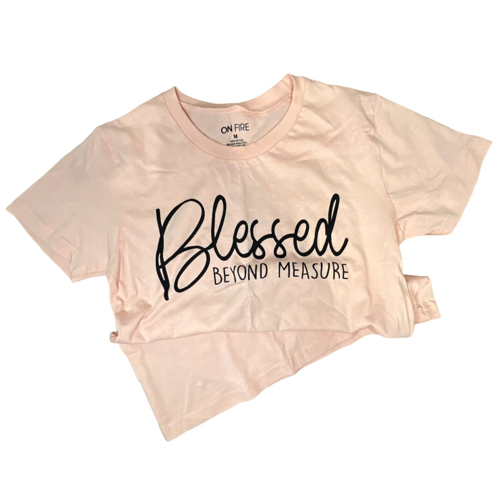 A14 ON FIRE Peach Colored Christian Vinyl Print Tee